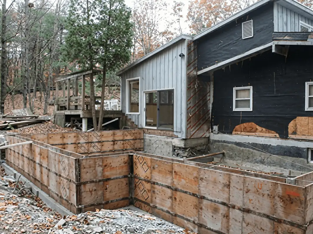 Prepared site with foundation forms for home remodeling and addition project in Pasadena, CA