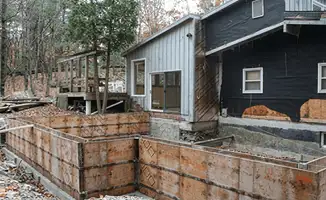 Prepared site with foundation forms for home remodeling and addition project in Pasadena, CA